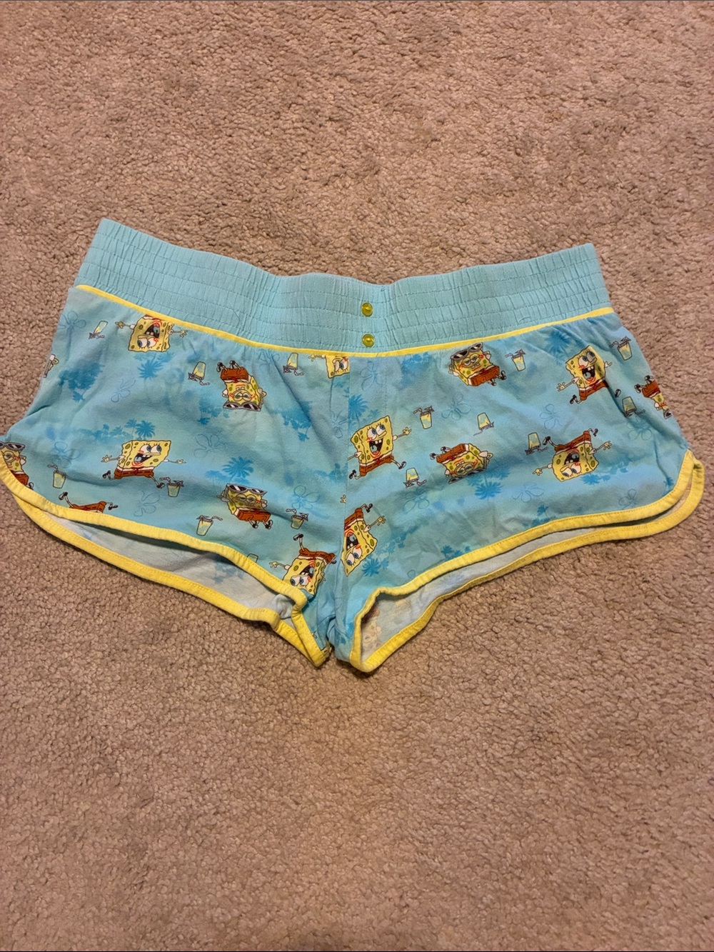 SpongeBob Squarepants Light Blue Lounge Shorts with Yellow Trim
